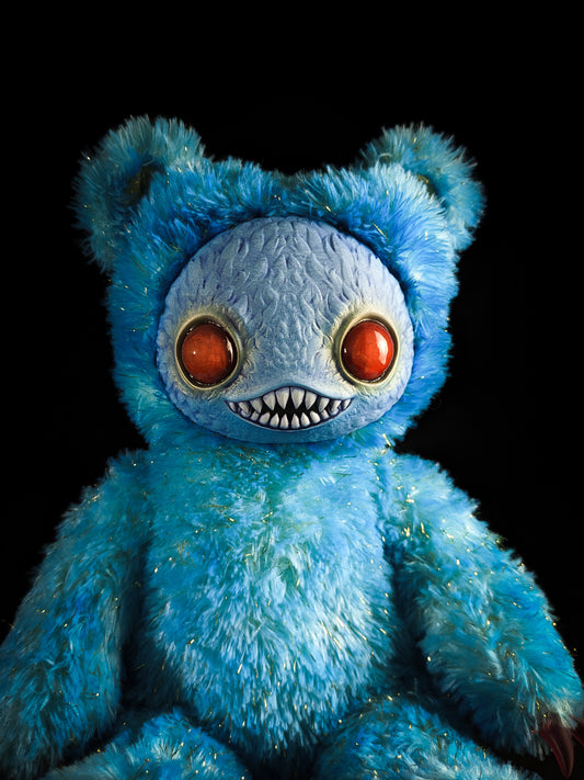 Nightfall Whispers: Ningen - Handmade Blue Creepy Cute Monster Art Doll Plush Toy for Gothic Goddesses