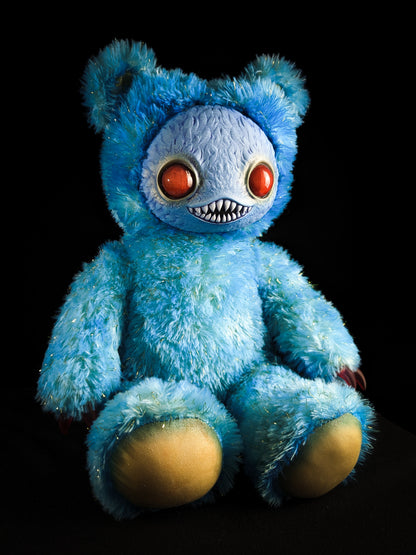 Nightfall Whispers: Ningen - Handmade Blue Creepy Cute Monster Art Doll Plush Toy for Gothic Goddesses