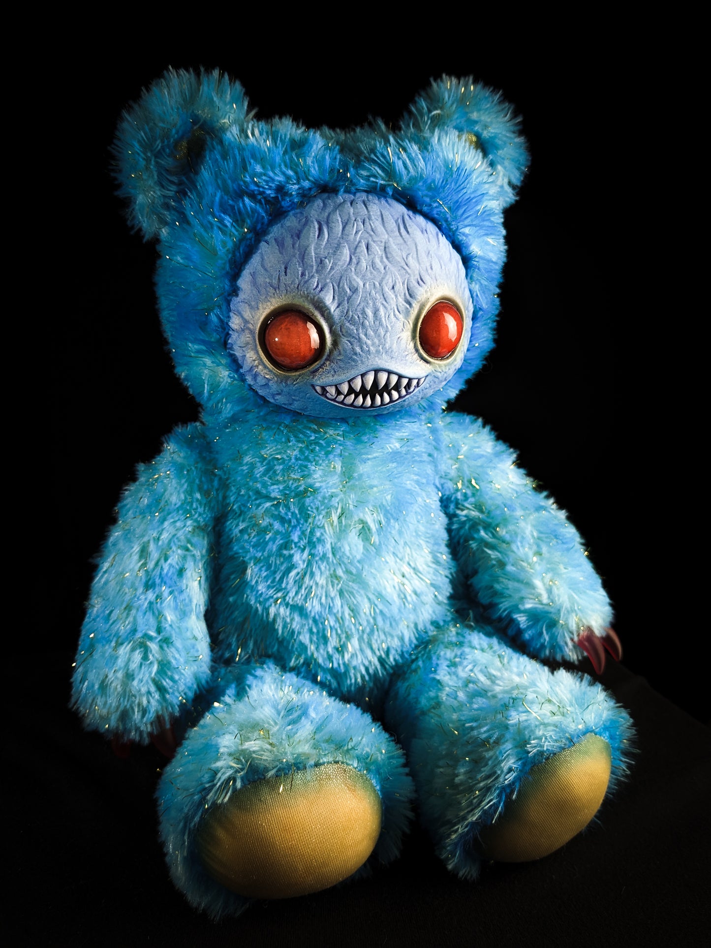 Nightfall Whispers: Ningen - Handmade Blue Creepy Cute Monster Art Doll Plush Toy for Gothic Goddesses