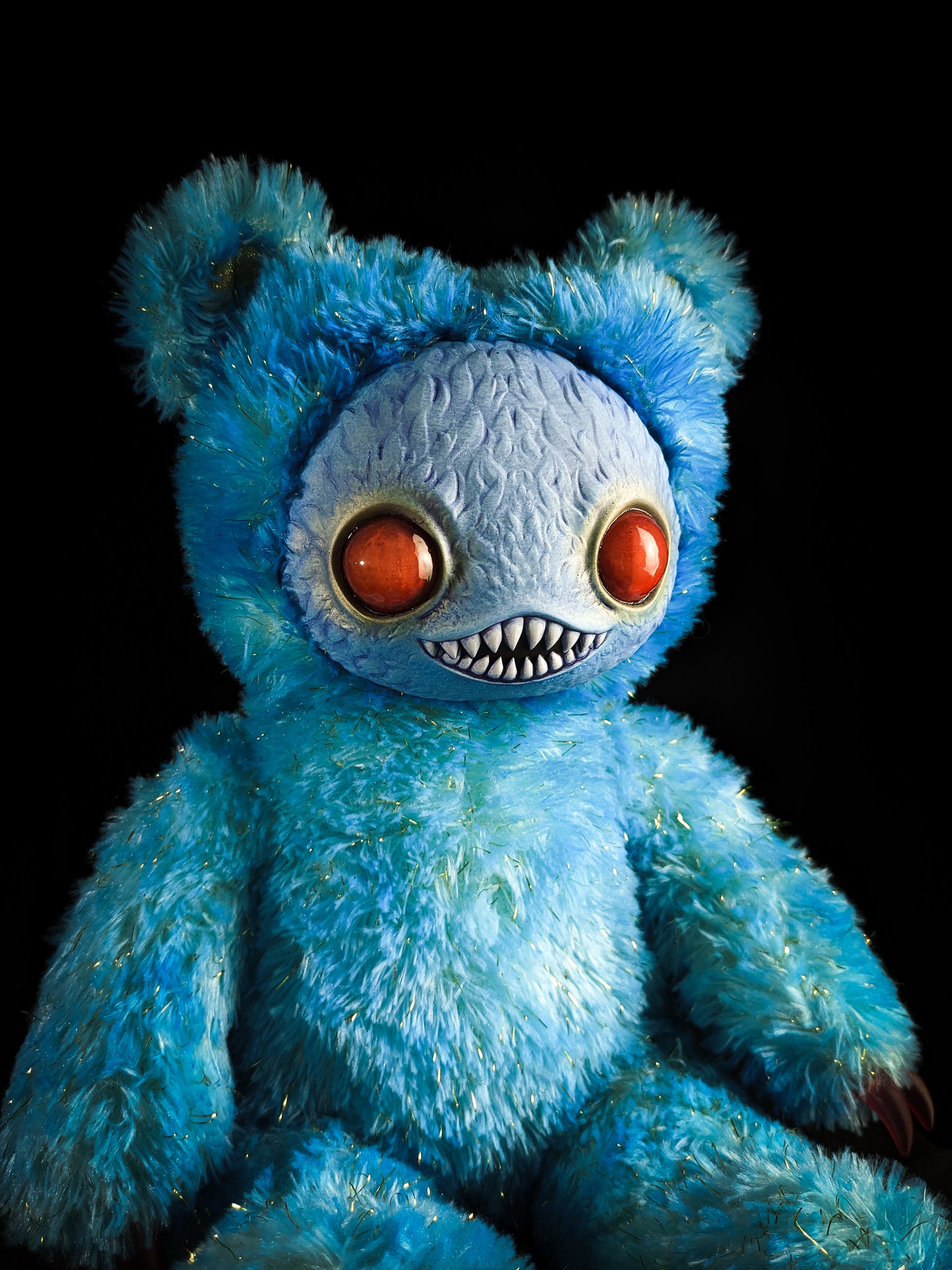 Nightfall Whispers: Ningen - Handmade Blue Creepy Cute Monster Art Doll Plush Toy for Gothic Goddesses