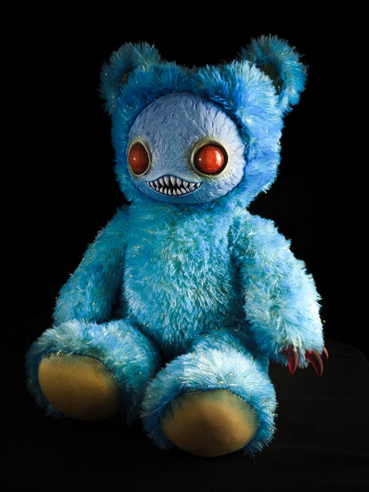 Nightfall Whispers: Ningen - Handmade Blue Creepy Cute Monster Art Doll Plush Toy for Gothic Goddesses