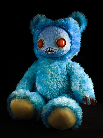 Nightfall Whispers: Ningen - Handmade Blue Creepy Cute Monster Art Doll Plush Toy for Gothic Goddesses