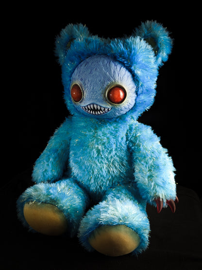 Nightfall Whispers: Ningen - Handmade Blue Creepy Cute Monster Art Doll Plush Toy for Gothic Goddesses