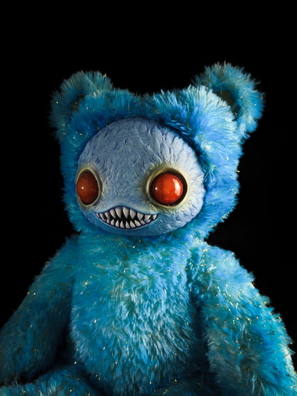 Nightfall Whispers: Ningen - Handmade Blue Creepy Cute Monster Art Doll Plush Toy for Gothic Goddesses