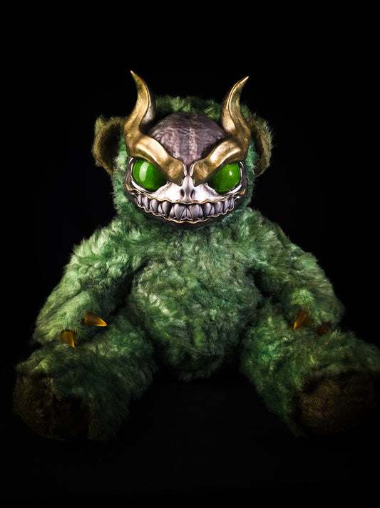 Envenomed Whispers: AMON - CRYPTCRITS Handmade Green Demon Art Doll Plush Toy for Dark Connoisseurs