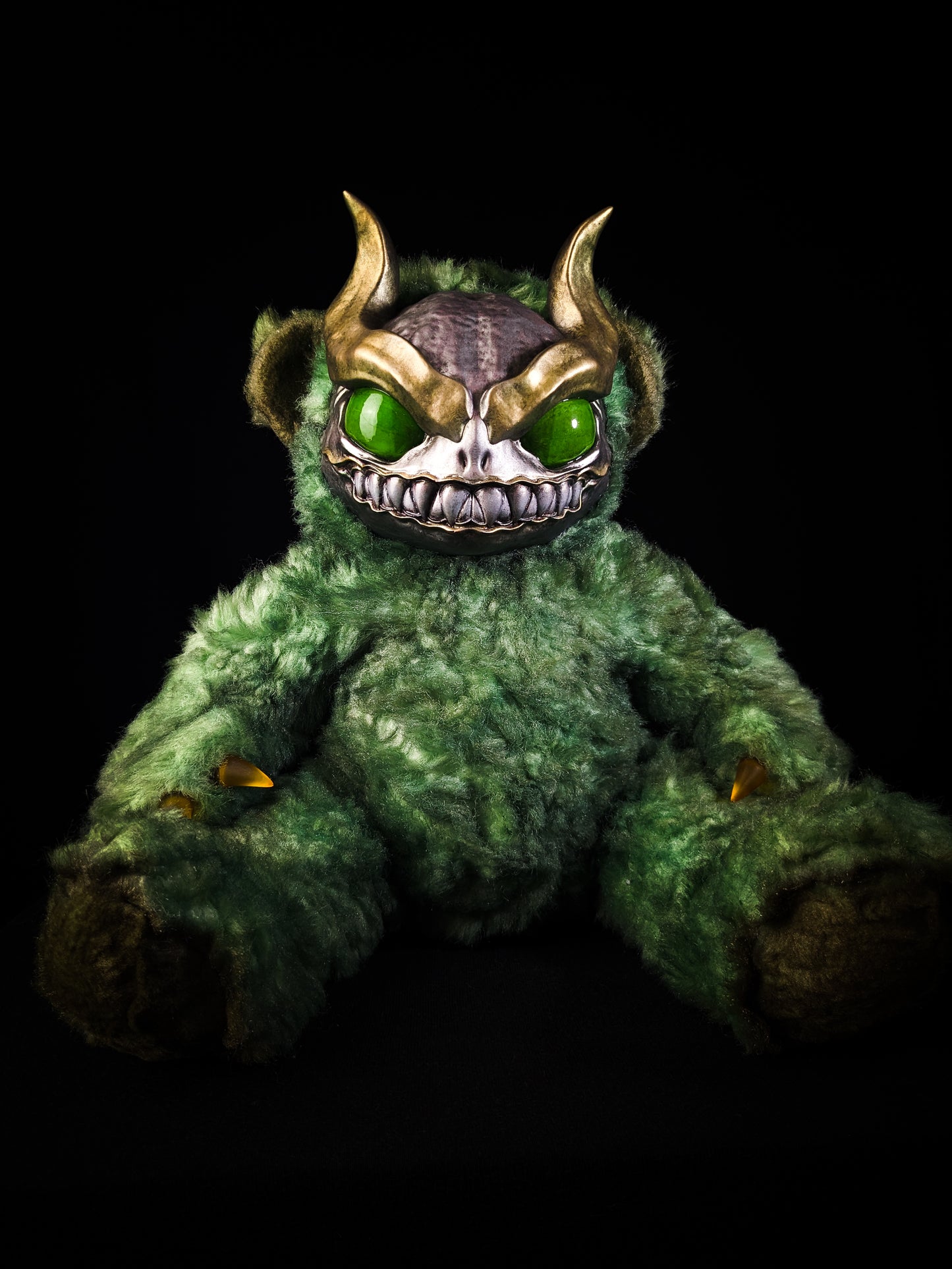 Envenomed Whispers: AMON - CRYPTCRITS Handmade Green Demon Art Doll Plush Toy for Dark Connoisseurs