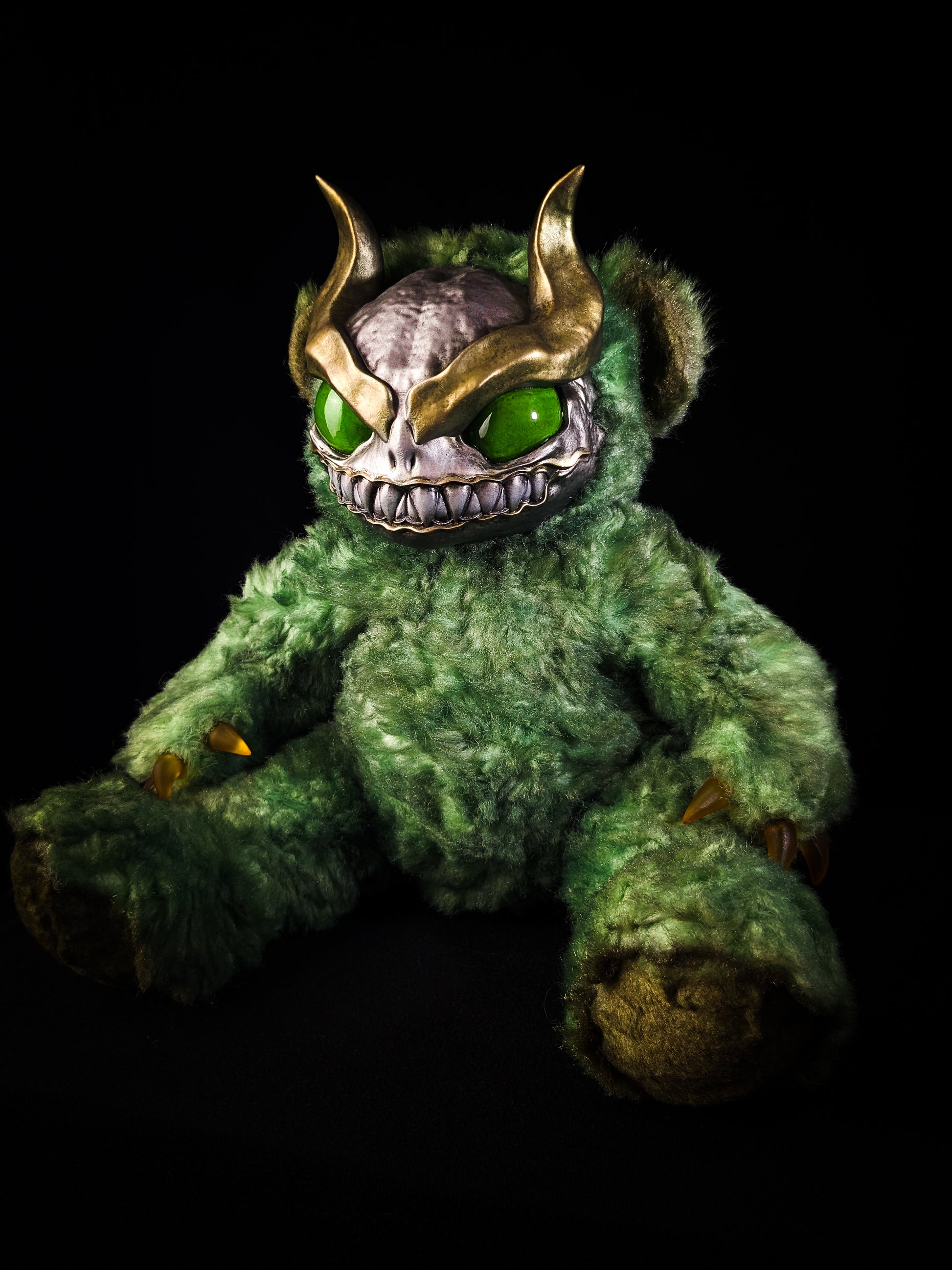 Envenomed Whispers: AMON - CRYPTCRITS Handmade Green Demon Art Doll Plush Toy for Dark Connoisseurs