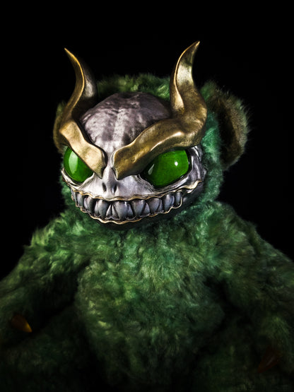 Envenomed Whispers: AMON - CRYPTCRITS Handmade Green Demon Art Doll Plush Toy for Dark Connoisseurs